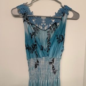 Spandex type maxi with lace and print